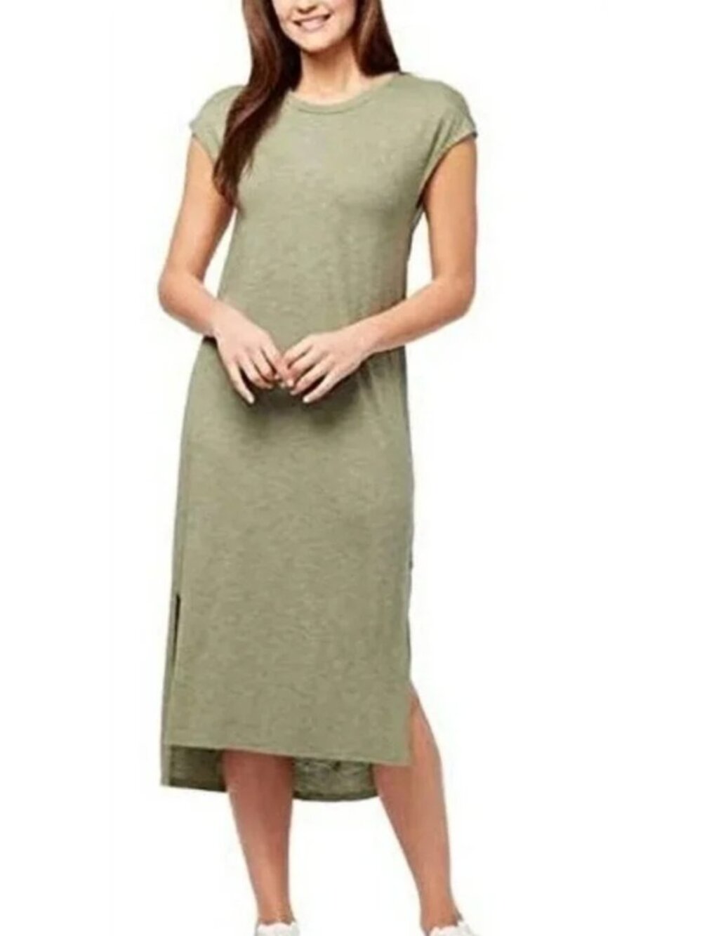 Jessica Simpson Loden Green Midi T-Shirt Dress